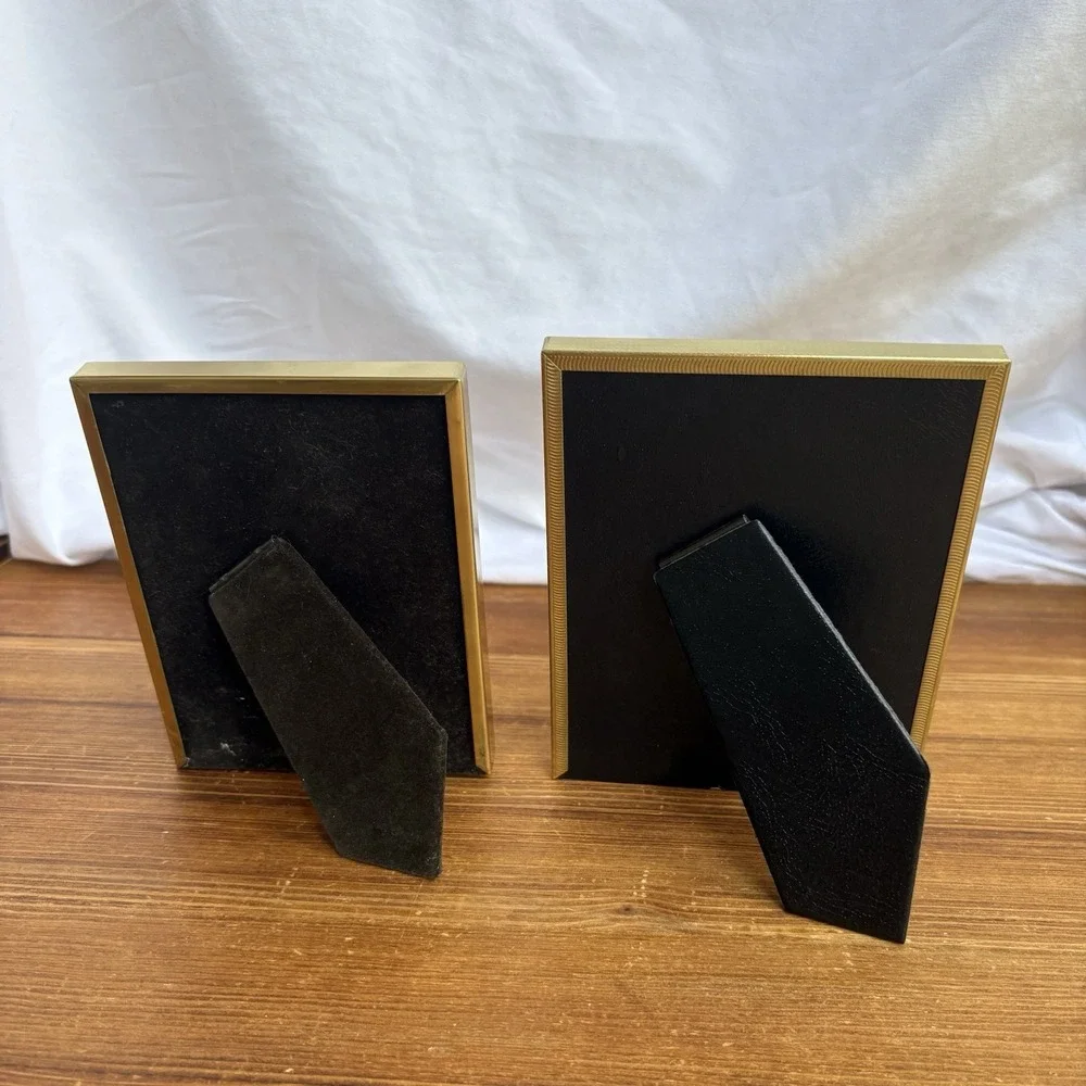 2pc Gold Tone Small Picture Frame Set Ornate Decorative Vintage Style